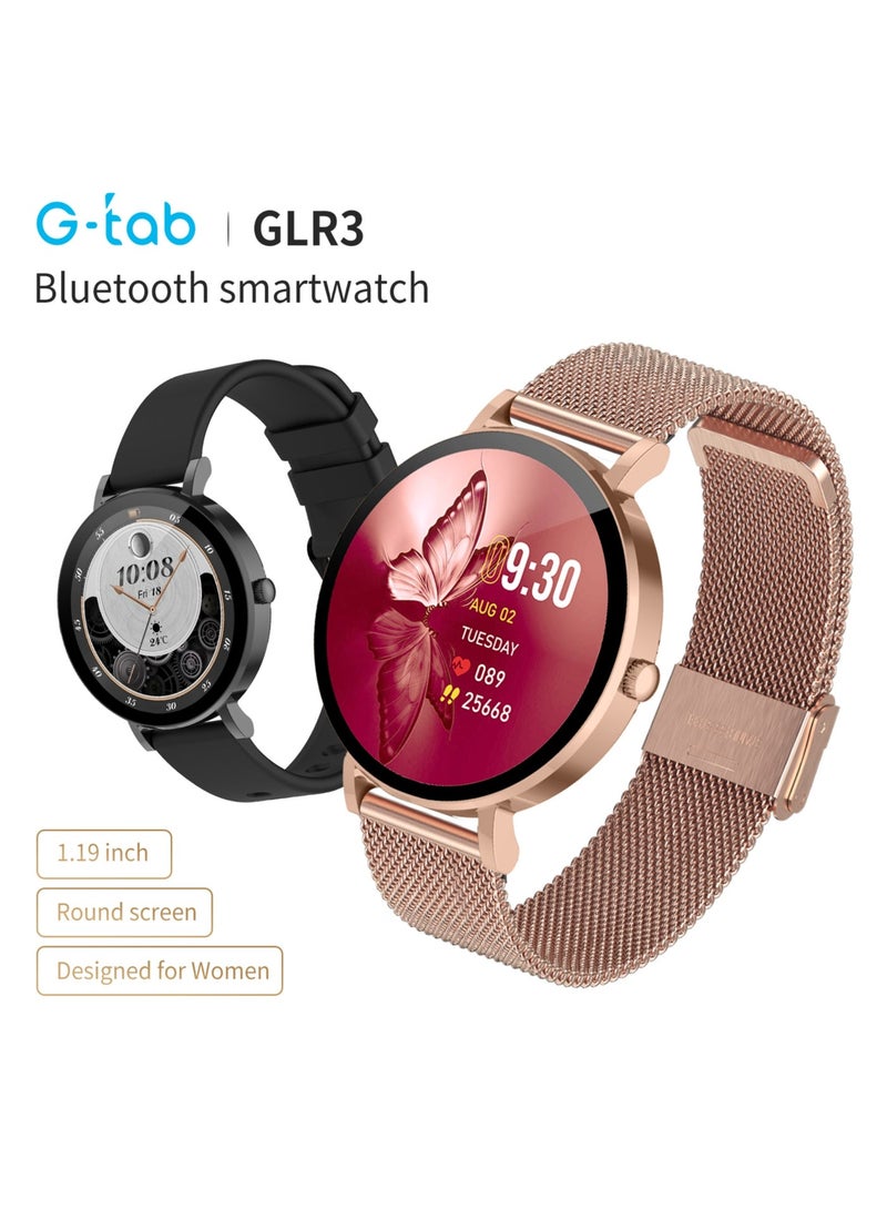 G-Tab GLR3 Princess Smartwatch for Women with Bluetooth Calling, 1.09" AMOLED Display, Fitness Tracker with Heart Rate, SpO2 & Women's Health, IP68 Waterproof, Compatible with iPhone & Android (Black) - Image 2